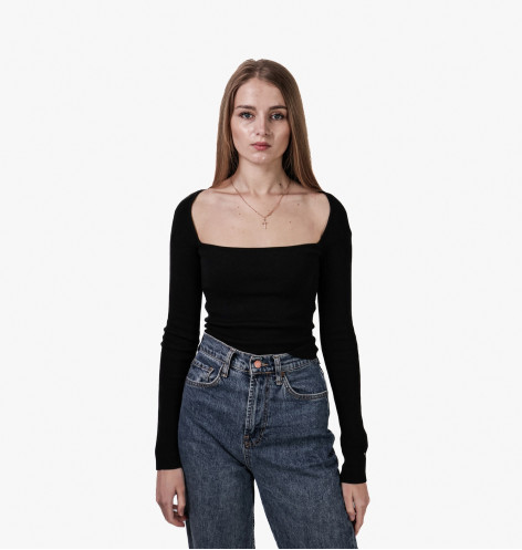 Топ жіночий H&M Square-Neck Crop Top Black 1189031002 M