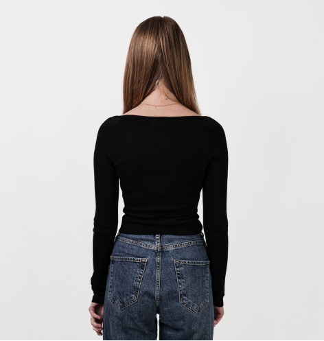 Топ жіночий H&M Square-Neck Crop Top Black 1189031002 M