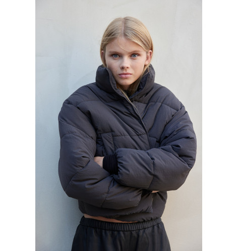 Пуховик жіночий H&M Short Puffer Jacket Grey 1228408007 XXS