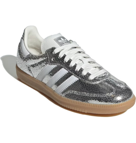 Adidas Samba OG Silver Metallic Cracked Leather